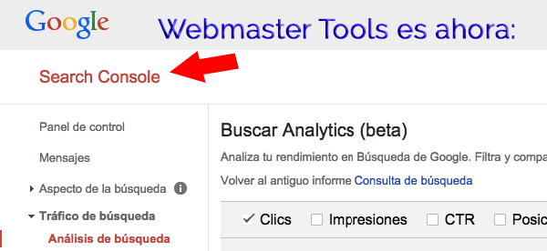 Google Search Console sustituye a Google Webmaster tools